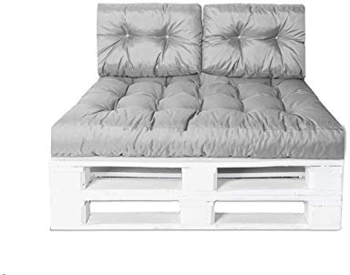 JMH Palettenkissen Palettenauflage Sitzkissen Rückenkissen Palettensofa Kissen Euro Paletten Polster MH-JC01 (120x40x10/20 cm Rückenkissen, Hellgrau)