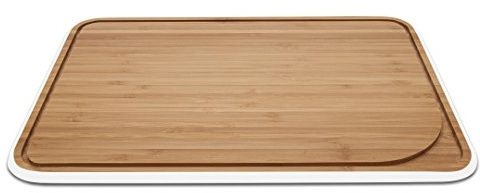 Pebbly - Planche à Découper avec Rigole en Bambou Naturel - Blanc - 35 x 25 cm - Idéal pour la Préparation des Repas, le Découpage de légumes,… | Design Élégant dans votre Cuisine, Prise en Main Facile