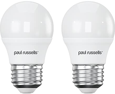 paul russells LED Light Edison Screw E27, 60w Equivalent, 6.5W 806 Lumens LED Bulbs, 2700K Bright Warm White, Mini Globe Frosted G45 ES Golf Ball Energy Saving (Not Dimmable) Lightbulbs, 2 Pack