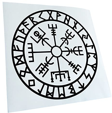 Kiwistar - Autoaufkleber - Wikingerkompass Runen - schwarz - 10x10cm - Heckscheibe Auto Aufkleber wetterfest für Kfz LKW Mofa Truck - Sticker außen selbstklebend Tuning Zubehör für Fenster Fahrzeug