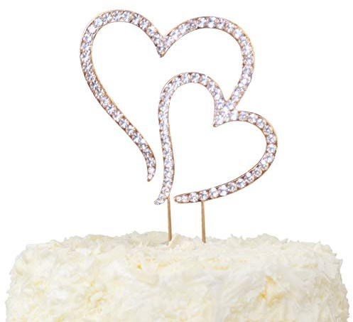 LOVENJOY Geschenkbox Zwei Herzen Eine Liebe Strass Hochzeitstorte Topper Roségold