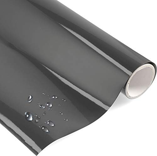 timalo® Premium Möbelfolie selbstklebend uni Hochglanz Küchenfolie Klebefolie zum Bekleben von Möbel, Türen PVC Folie Küche Bastefolie Türfolie | Dunkelgrau-G-500x63cm