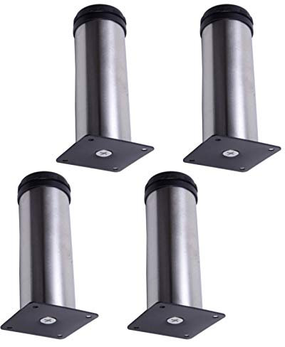 4 Stück Verstellbare Möbelfüße Tischbeine Schrankfüße Metall Edelstahl Ø50mm Küche Füße Runden Möbelbeine Sockelfüße,Vielseitig Einsetzbare Füße für Sofa,mit Schrauben,Silber,50X150MM/1.97X5.9in