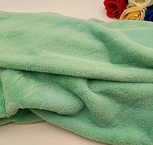 Yimihua Grün Kunstpelz kaninvhen plüschstoff Kunstfell luschstoff kurzhaarig Stoff,Stoff zum nähen Kinder Für Kleidungsdekoration, Nähhandwerk(Size:1.6m*1m)