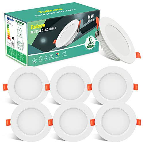 LED Einbaustrahler 230V 6W Ultraflach IP44, 6 LED Einbauleuchten Set Warmweiß 2700K, Einbautiefe 26mm 600 Lumen, Ø105mm Einbaulochmaß 85-95mm, Deckenstrahler für Badezimmer Küche | Einbautiefe 26mm 600 Lumen,Ø105mm Einbaulochmaße 75-95mm,Deckenspots für Badezimmer Wohnzimmer Küche