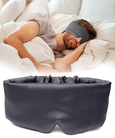 Kitsch Satin Sleep Mask - Eye Mask for Sleep, Softer Than Silk Satin Sleeping Mask Blindfold and Sleep Masks for Women and Men, Eye Care Travel Essentials - Charcoal Black