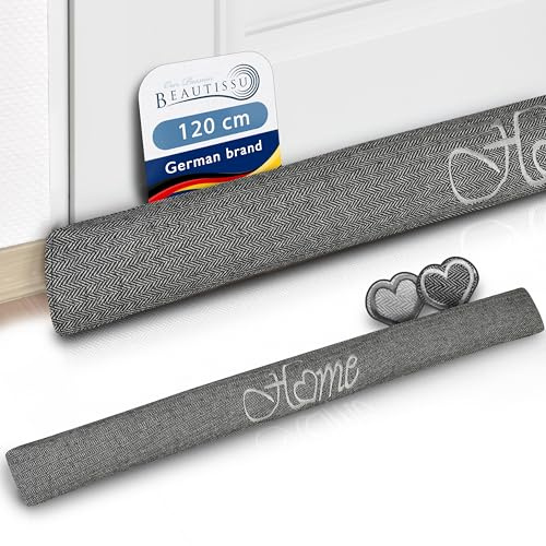 Beautissu Zugluftstopper Windstopper als Türvorleger Haustür Rolle | 120cm lang 1,2 kg Anthrazit Kälteschutz Luftstopper Luftzugstopper Home Zugluft Stopper Türdichtung Tür Tuuli