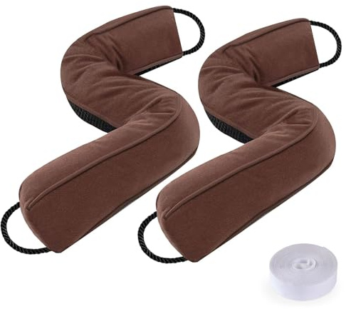 Sunolga 2 Packs 38 Inches 2.2LB Weighted Door Draft Stopper Filled with Glass Beads & Cotton, Removable Machine Washable Sound Proof Under Door Draft Blocker with Anti-Abrasion Bottom for Door, Brown