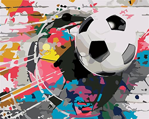 Diy Ölgemälde Fußball Ins Netz Malen Nach Zahlen Kits Leinwand Diy Acrylmalerei Für Erwachsene Und Mit Malpinseln 40X50cm