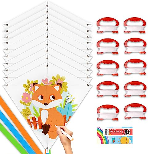 Kinder Drachen Bastelset zum Bemalen, partytauglich gestaltbar, 10 Stück | Mint's Colorful Life,63.5*63.5 cm DIY Drachen-Bausätze, bemalbar,selbst bastelbar,Geburtstagsfeiern, Kindergärten & Schulen