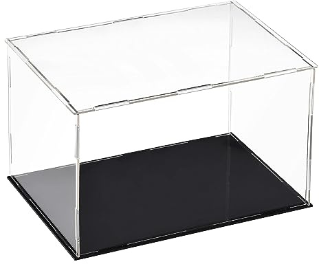 TA-VIGOR Transparente Acryl-Vitrine, 30 x 20 x 20 cm, zusammenbaubar, Würfel-Organizer, Ständer, staubdichter Schutz, Vitrine mit schwarzem Sockel für Actionfiguren, Spielzeug, Sammlerstücke,