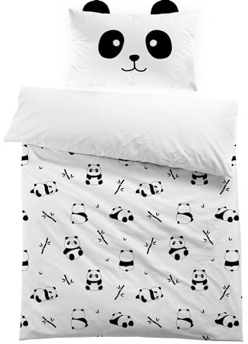 MUSOLEI Funda nórdica Infantil para niños Funda de edredón Panda Cama 90 Individual Juvenil 135x200cm ‎Poliéster impresión 3D 1 Juego de Ropa de cama1 Funda de Almohada 50x75cm