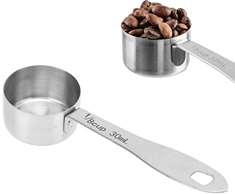 2Pcs Coffee Scoop, 30ml Stainless Steel Coffee Measuring Spoon Tablespoon Measure Spoon with Long Handle for Espresso, Coffee Beans, Ground Coffee