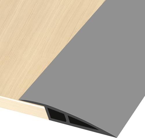 Funnytek Adhesive Door Threshold Strip, Floor Transition Strips Grey 2m×7cm | PVC, Applicable height: 12mm-15mm (H), 70mm (W) Flexible Laminate Door Threshold Strip, for Gaps Carpet Floor Tiles