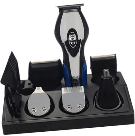 Multifunktionales Haarschneideset mit USB Ladung, Schwarzes Abs | Präzise Klingen, mit Konturenaufsatz und Akku, für Bart und Nasenhaarpflege