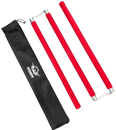 Martial Arts Armory Foam Padded Three Section Staff for Safe Practice Training (Red)