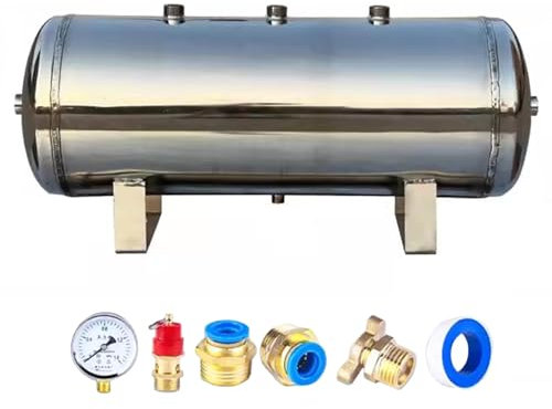 Compresseur d'Air Réservoir D'air Portable Miniature En Acier Inoxydable 304 À Haute Pression, 1 2 5 7 10 13 Gallon Equipement De Stockage De Gaz Avec Soupapes De Sécurité, Systèmes D'accumulateurs De