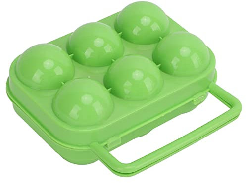 Alomejor Boîte à œufs Portable à Grille Incassable, Conteneur de Stockage de Grand Espace pour Pique-Nique Barbecue, 6 œufs (Green)