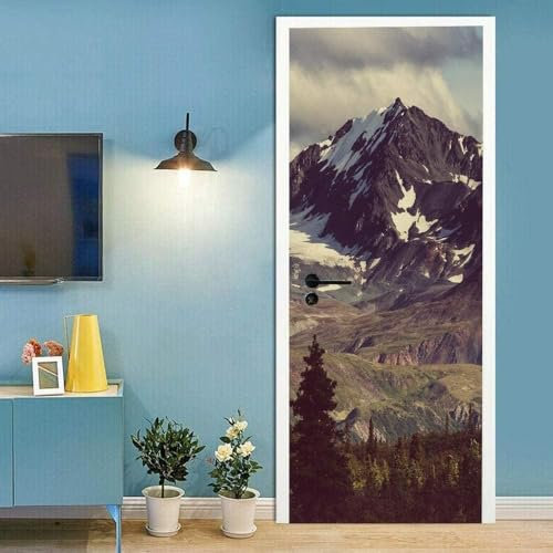 Türtapete Selbstklebend 95x215 cm Türfolie Selbstklebend Berg Türaufkleber Türposter Landschaft Türsticker Fototapete 3D Effekt für Schlafzimmer Wohnzimmer Küche A3024