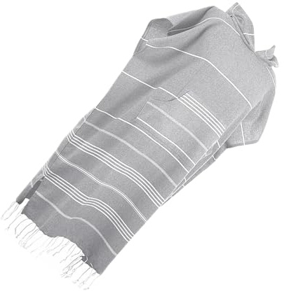 Ailan Premium Surf Poncho Handtuch, saugfähiger Umhang aus türkischer Baumwolle für Strand oder Pool, türkischer Baumwoll Umhang, Handtuch, Strandtuch, Umhang, Hellgrau