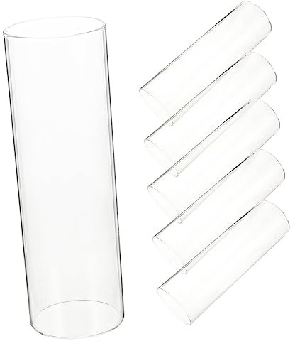 KOMBIUDA 6Stücke Zylinder Vasen aus Klarem Glas Hochwertige Hydroponische Blumentöpfe und Schwimmende Kerzenhalter für Tischdekoration und Centerpieces