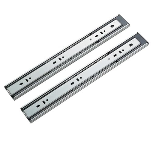 Soft Close Unterbau-Schubladenschienen, 45,7 cm, glatte, kaltgewalzte Stahlschiene, dreiteilige Gleitschiene für Möbel, Dämpfung, schnelle Installation (feucht DG202)