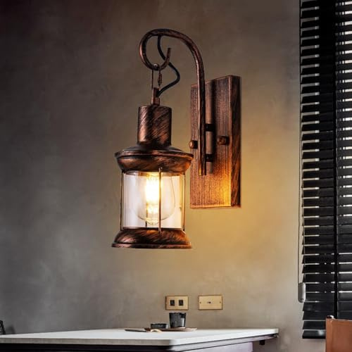 COCOL Vintage Glas Wandleuchte Industrielle Bauernhaus Wandleuchte Steampunk Wandleuchte Geeignet Für Schlafzimmer Nachttisch Esszimmer Korridor Bar (Glühbirne Nicht Enthalten)(Style 1)