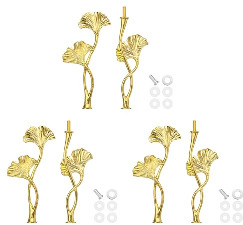 sourcing map 2 Tiers Cake Tray Stand Handle 3 Set Metal Cake Stands Holder Cupcake Dessert Plate Hardware Fitting Holder Rod Stand Handle for Wedding Party Festival Cake Plate, Gold (Flower)