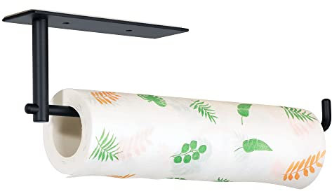 Mooche Black Kitchen Roll Holder Wall Mounted, Under Cupboard Kitchen Roll Holder, SUS304 Stainless Steel 330MM Self Adhesive Toilet Paper Holder Suitable for Kitchens, Bathrooms, Toilets