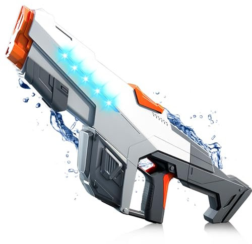 Wasserpistole Elektrisch, Elektrische Wasserpistole für Kinder Erwachsene, Große Wasserspritzpistole EIN-klick, 32FT Reichweite Water Gun mit Licht, Automatische Wasserpistolen, Spielzeug Pistole