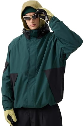 GSOU SNOW Mens Womens Ski Jacket Baggy Snowboard Coat Waterproof Insulated Snow Hoodie For Winter Outdoor Sports Loose Fit