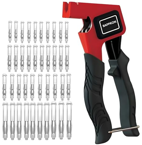 BAPPKON 40 Piece Hollow Wall Anchor Set with Installation Pliers, 4 Sizes Metal Anchors Molly Screws for Drywall, Cavity Walls, Plywood/Plasterboard (Red)