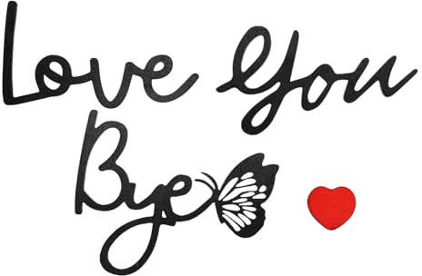Love You Bye Sign, Wooden Love You Bye Stickers above Door Topper Black Wood Wall Art Butterfly Heart Wall Decor Warm Family Decoration for Home Hallway