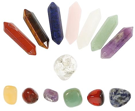 SHERCHPRY 14 Piezas Piedra de Yoga de Cristal Natural de Piedras de Cristal para Adornos de Meditación Decoración de Escritorio de Casa de Colores