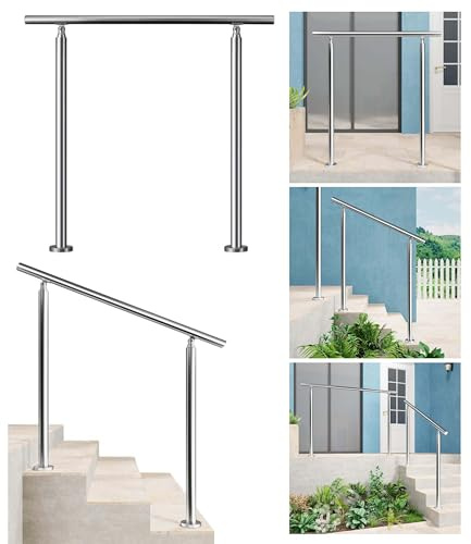 AICA Geländer Edelstahl Handlauf, Treppengeländer 100 cm, Ohne Querstäben, Silber, Eingangsgeländer Innen- Und Außenbereich Geeignet