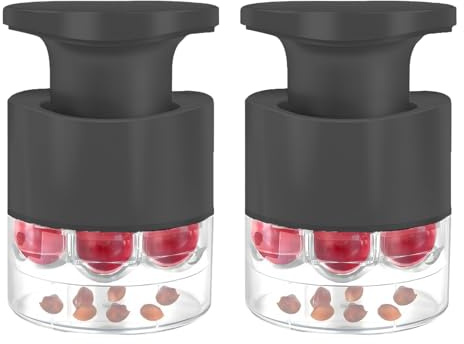 Denoyauteur Cerise, Dénoyauteur Mirabelle 7 Trous, Protection Anti-éclaboussures, Presse-Noyau Pour Cerises, Dattes Rouges Et Petits Noyaux De Fruits (Noir, 2 PCS)