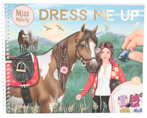 Depesche 13744 Miss Melody Dress Me Up - Großes Pferde Stickerbuch mit 24 Hintergrundseiten zum Verzieren, inkl. 7 Seiten schöner Aufkleber