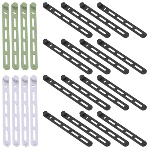 Hiemible Tiras de Sujeción de Silicona - Sujetacables de Silicona para Electrónicos - 20 Piezas Fundas Organizadoras Reutilizables de Alta Elasticidad para Cables para Perchas, Cargadores de Teléfono,