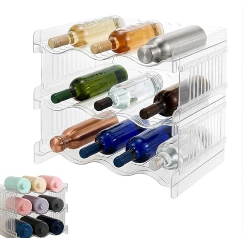 flaschenhalter kühlschrank,kühlschrank flaschenhalter,flaschenregal | 3-stöckiges Set kühlschrank organizer flaschen Stapelbarer,für Kühlschrank und Schrank,für Wasserflaschen, Getränke und Wein