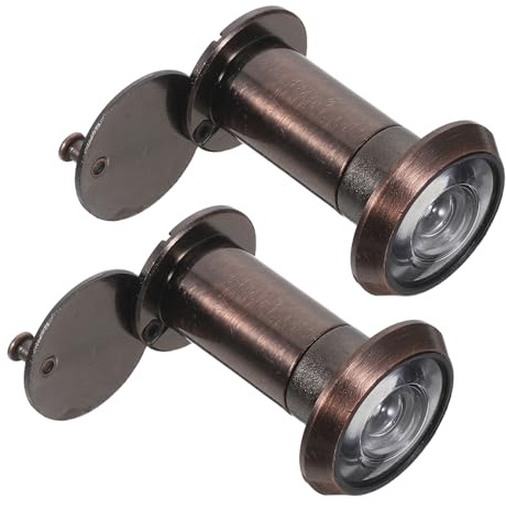 Alipis Mirilla para Puerta de Seguridad Gran Angular 220° de Aleación de Zinc Diámetro 16 MM para Puertas de 39-59 CM de Grosor Color Rojo Antiguo 2 Unidades Visor Unidireccional