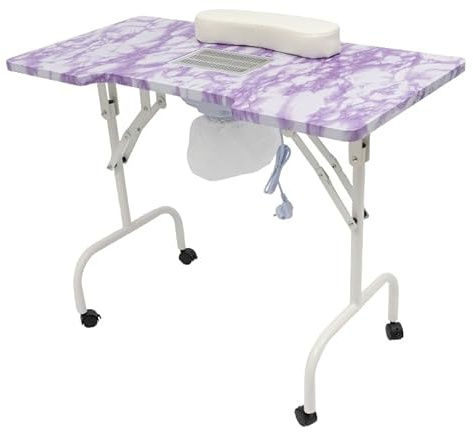 Nageltisch Quadratischer Maniküretisch PVC 95 * 48 * 72.5cm mit Staubsauger, Bürstenloser Motor aus reinem Kupfer - Violett