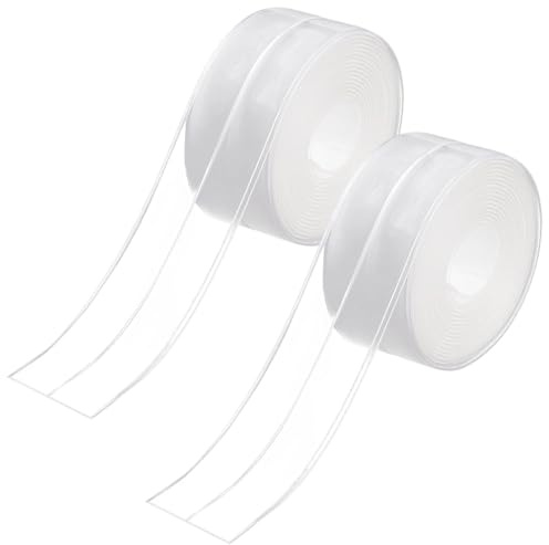 GWEOR 2 Rollos Cinta de Sellado Transparente 3.8cmx3.2m Impermeable Autoadhesiva, para Bañera Puerta y Cocina