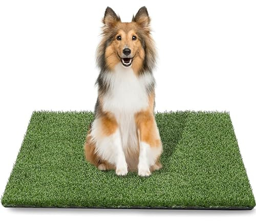STARROAD-TIM 80 * 130 CM Fake Grass Pee for Dogs Artificial Grass Rug Pad for Puppy Potty Washable Grass Mat for Pet Training with Drainage Hole and Easy to Clean