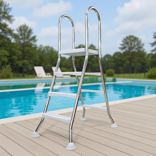 AIBOTY 550 Lbs Above Ground Pool Ladder, 33/43/53 Heavy Duty Double-Sided Pool Ladder,2/3/4/5 Steps Swimming Pool Ladder, 304 Stainless Steel Anti-Slip Ladder for Indoor/Outdoor Pools,110cm