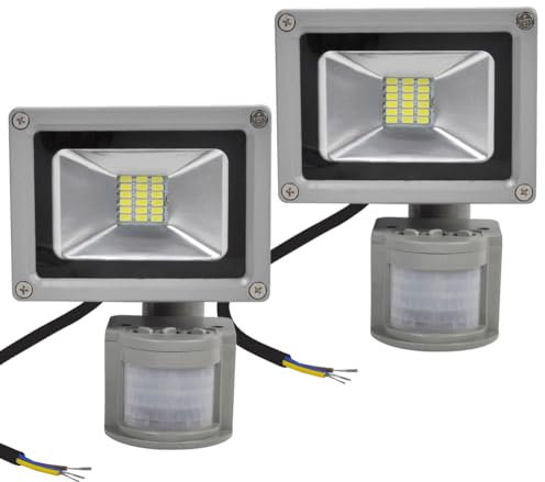 2X 20W Foco LED con Sensor Movimiento, Proyector LED Exterior de Impermeable IP65,Iluminación LED de Exterior y Seguridad, Luz LED para Patio Jardín(Blanco Frio)
