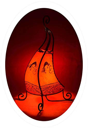 orientale lampada a stelo marokkanische Henna lampada Pelle lampada da tavolo lampada da terra piantana Orient Coq Gecko 40 cm, Rot, Höhe x Breite x Tiefe: ca. 40 cm x 18 cm x 15 cm, E14