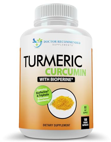 Turmeric Curcumin Supplement - 2250mg/d - Veggie Caps - 95% Curcuminoids with Black Pepper Extract (Bioperine) - 750mg Capsules - 100% Organic - Most Powerful Turmeric (180 Count)