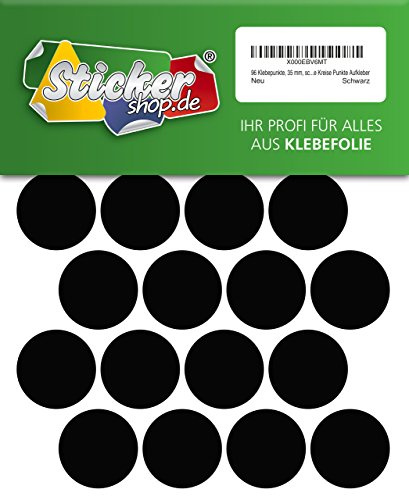96 Klebepunkte, 35 mm, schwarz, aus PVC Folie, wetterfest, Markierungspunkte Kreise Punkte Aufkleber