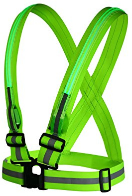 Yacig Safety Vest USB Rechargeable Led Reflective Vest Safety Warning Vests for Outdoor Activities High Visibility with Double Illumination Strips Work Vest for Men- Green
