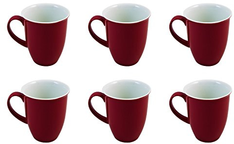 Ritzenhoff & Breker Doppio Kaffeebecher 6er Set, 320 ml, Rote Henkelbecher aus Porzellan, Mix & Match Geschirr, Rot